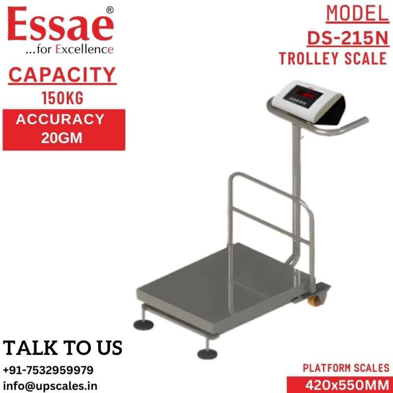 150kg/20gm Essae DS-215N Trolley Scale Capacity 150kg and Accuracy 20gm | Platform Size 420x550MM