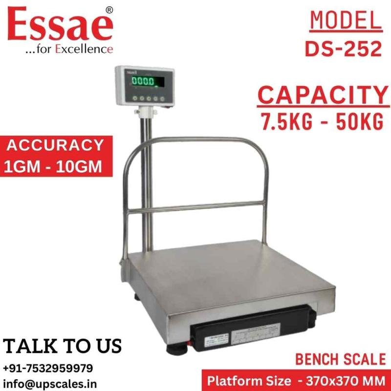 25kg/50kg Essae Bench Scale DS-252 | Digital Electronic Bench Type Scale Dual Capacity 25kg/50kg and Dual Accuracy 5gm/10gm | UP Scales