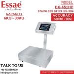 15kg/1gm Essae DX-451HP Bench Scale Capacity 15kg and Accuracy 1gm | Fully Stainless Steel SS-304 | IP-67 SS Indicator and IP-67 Tool Steel Load Cell