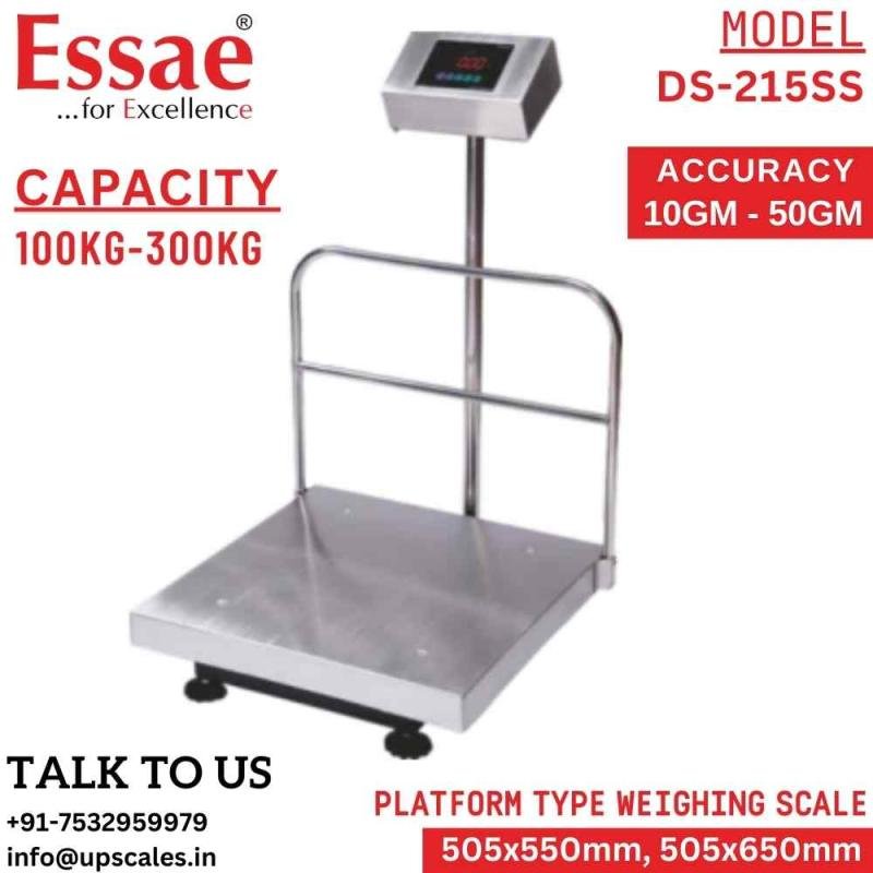 300kg/50gm Essae Digital Platform Weighing Machine Essae DS-215SS | Digital Electronic Platform Scale Capacity 300kg and Accuracy 50gm | Platform Size 505x650MM