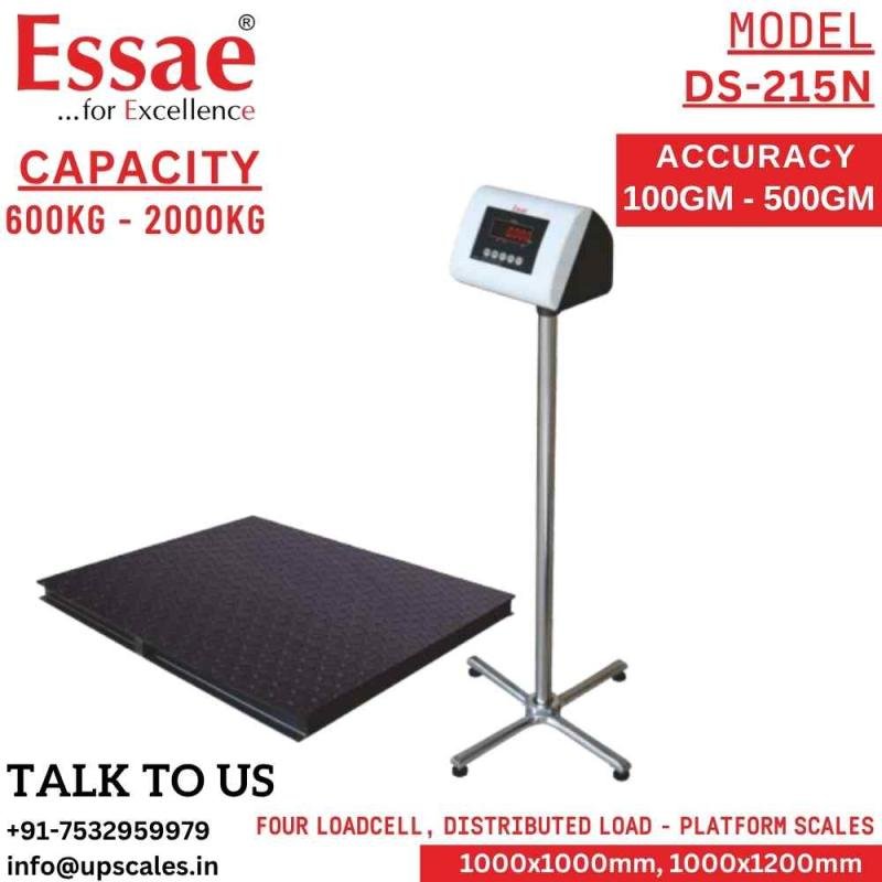 2000kg/500gm Essae Digital Platform Weighing Scale DS-215N | Essae Electronic Scale Capacity 2000kg and Accuracy 500gm | Platform Size 1000x1200MM | UP Scales
