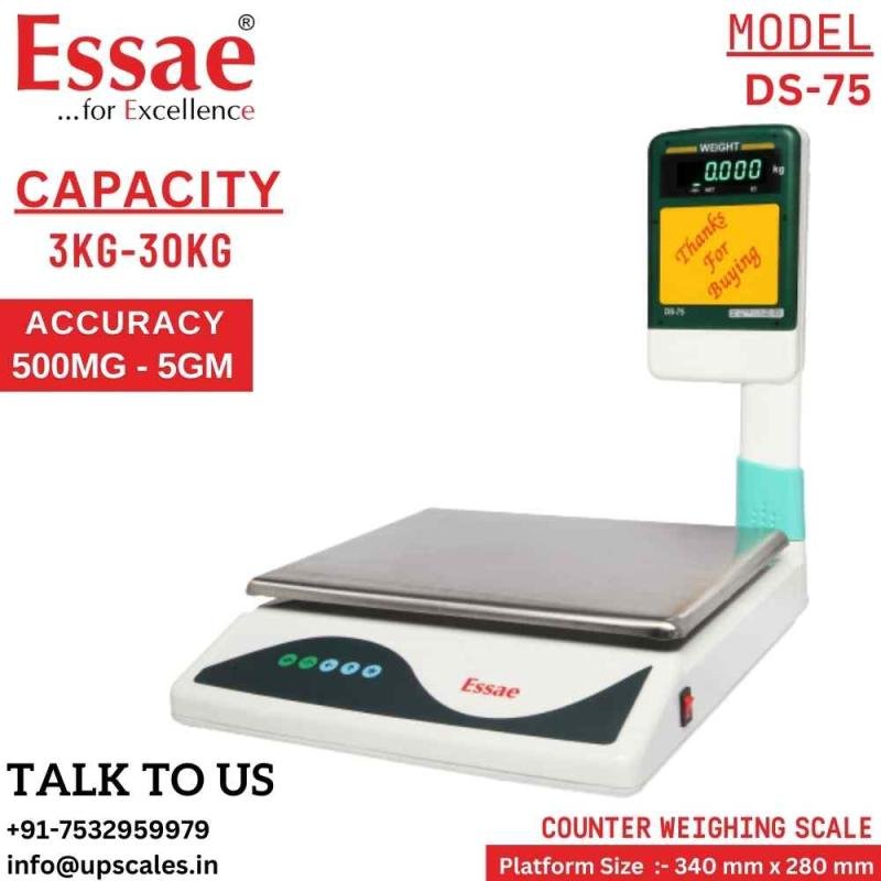 10kg/1gm Essae Electronic Counter Weighing Scale DS-75 | Electronic Weighing Scale Capacity 10kg and Accuracy 1gm | UP Scales