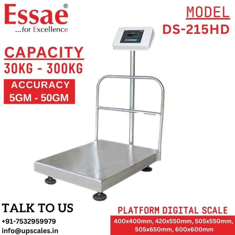 200kg/20gm Essae Platform Industrial Weighing Scale DS-215HD Dual Display Model | Essae Heavy Duty Digital Weighing Scale Capacity 200kg and Readability 20gm | Platform Size 505x650mm