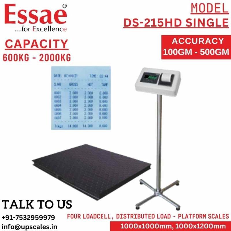 2000kg/500gm Essae Platform Industrial Weighing Scale DS-215HD | Essae Heavy Duty Digital Weighing Scale Capacity 2000kg and Accuracy 500gm | Platform Size 1000x1200mm