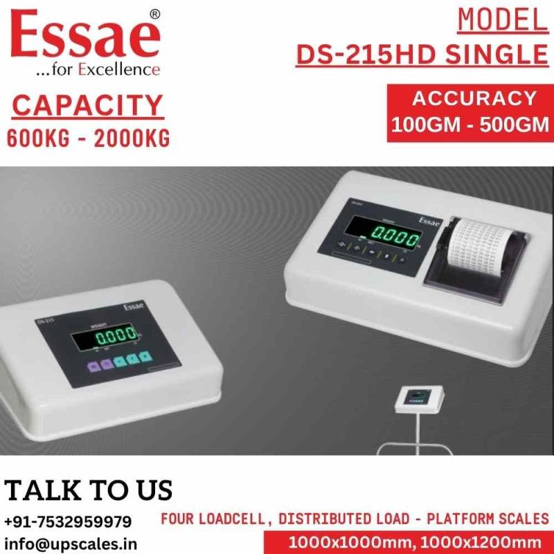 2000kg/500gm Essae Platform Industrial Weighing Scale DS-215HD | Essae Heavy Duty Digital Weighing Scale Capacity 2000kg and Accuracy 500gm | Platform Size 1000x1200mm