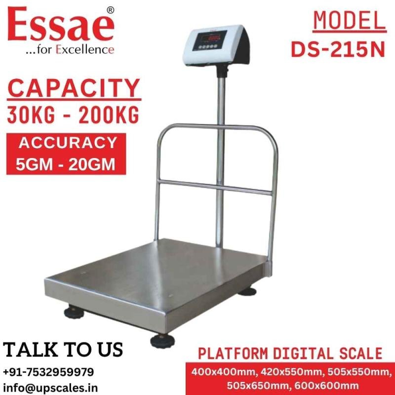 60kg/10gm Essae Platform Industrial Weighing Scale DS-215N | Essae Platform Digital Scale Capacity 60kg and Readability 10gm | Platform Size 400x400mm