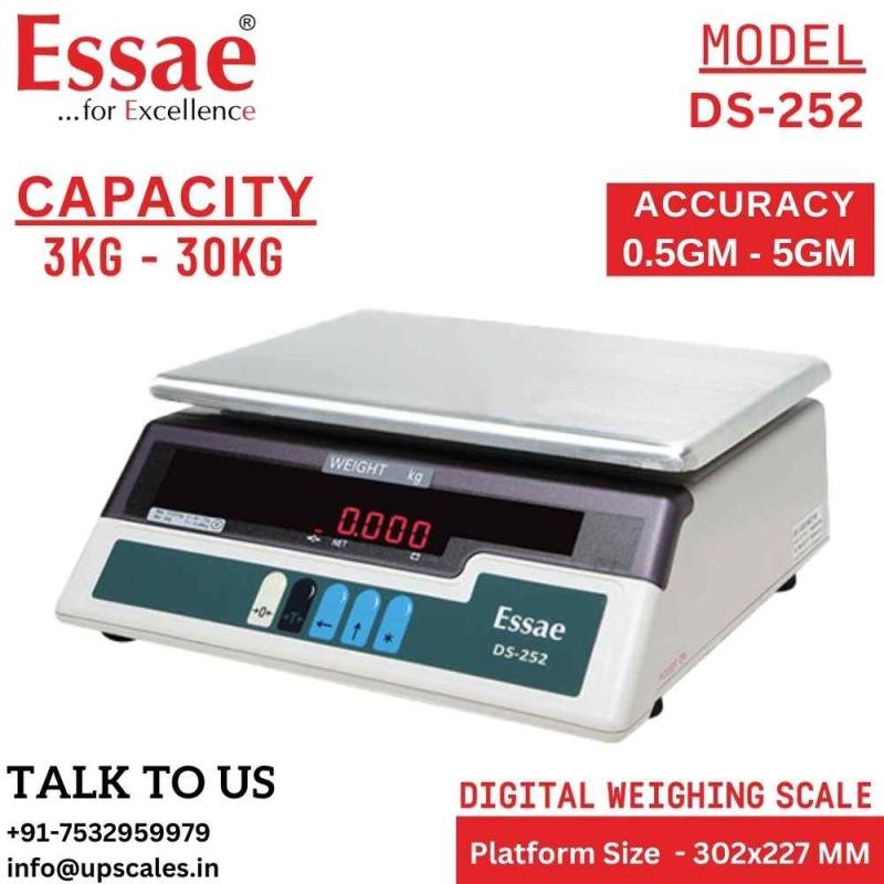 3kg/500mg Essae Table Top DS-252 Weighing Scale | Digital Electronic Weighing Scale Capacity 3kg and Accuracy 500mg | UP Scales