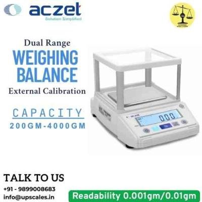0.001/0.01 gm Dual Range Weighing Balance | Aczet Dual Range Balance CY-DR Series External Calibration Capacity 200/2000 gm and Accuracy 0.001/0.01 gm