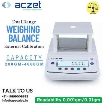 0.001/0.01 gm Dual Range Weighing Balance | Aczet Dual Range Balance CY-DR Series External Calibration Capacity 200/2000 gm and Accuracy 0.001/0.01 gm