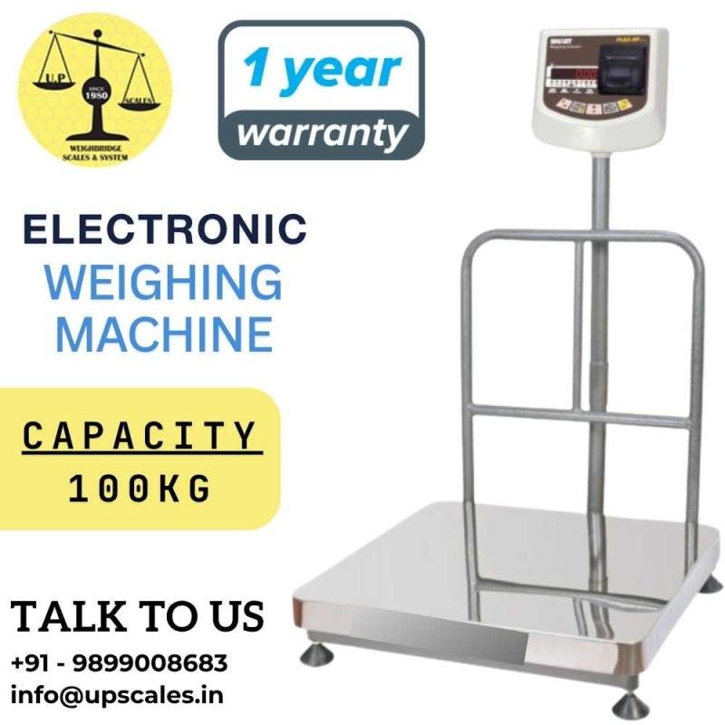 100kg Electronic Weighing Machine | UP Scales Electronic Weighing Machine – Capacity 100kg | Industrial & Commercial Scale 600x600MM