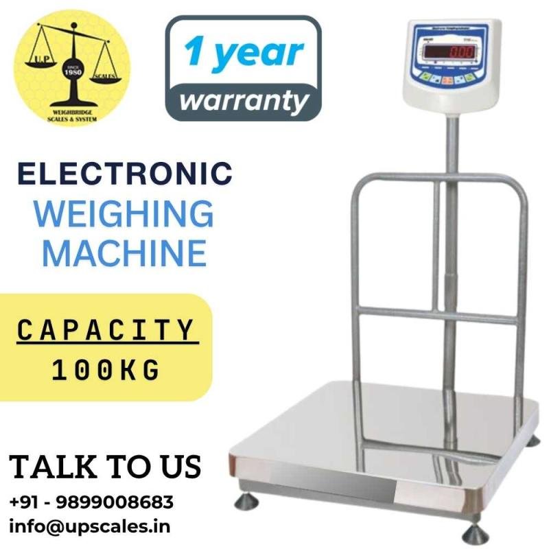 100kg Electronic Weighing Machine | UP Scales Electronic Weighing Machine – Capacity 100kg | Industrial & Commercial Scale 600x600MM