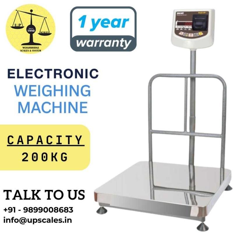 200kg Electronic Weighing Machine | UP Scales Electronic Weighing Machine – Capacity 200kg | Industrial & Commercial Scale 500x500MM