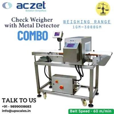 Check Weigher with Metal Detector Combo Aczet | Check Weigher with Metal Detector Weighing Range 1gm ~ 3000gm