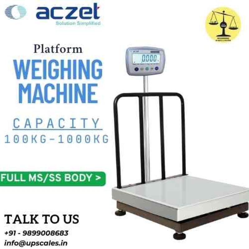 1000kg/200gm Aczet Digital Platform Weighing Machine 900x900mm | CTG Series Capacity 1000kg and Accuracy 200gm