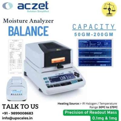 200gm/1mg Aczet Moisture Analyzer | Moisture Analyzer MB Series External Calibration Heating Source IR Halogen Capacity 200gm and Readability 1mg