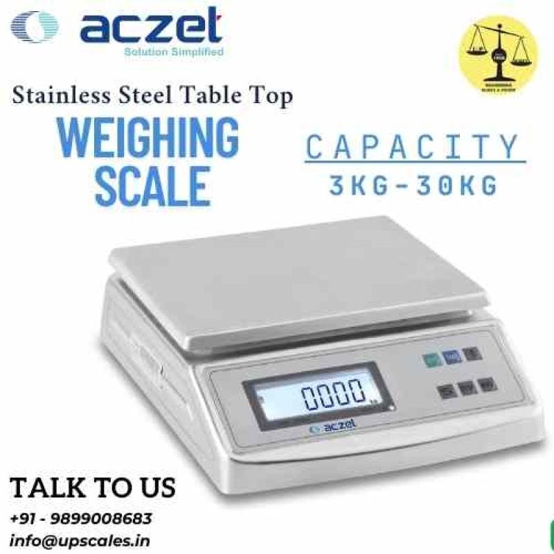 10kg/500mg Aczet Stainless Steel Electronic Weighing Machine | Stainless Steel Table Top Scale Capacity 10kg and Accuracy 500mg