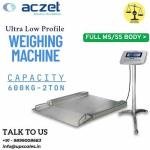 1Ton/200gm Aczet Ultra Low Profile Floor Weighing Machine | Platform Size 1000x1000mm (1x1M) Capacity 1000kg and Accuracy 200gm