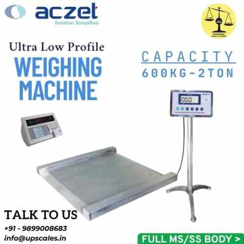 1Ton/200gm Aczet Ultra Low Profile Floor Weighing Machine | Platform Size 1000x1000mm (1x1M) Capacity 1000kg and Accuracy 200gm
