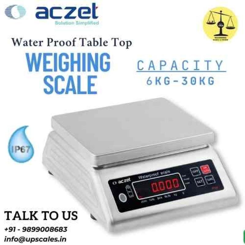 30kg/10gm Aczet Water Proof Table Top Weighing Machine | Stainless Steel Waterproof Scale Capacity 30kg and Accuracy 10gm
