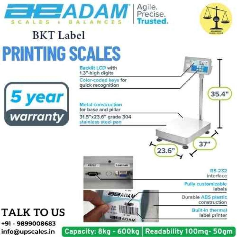 75kg/5gm BKT Label Printing Scales by Adam Equipment | Capacity 75kg and Readability 5gm With 5 Year Warranty