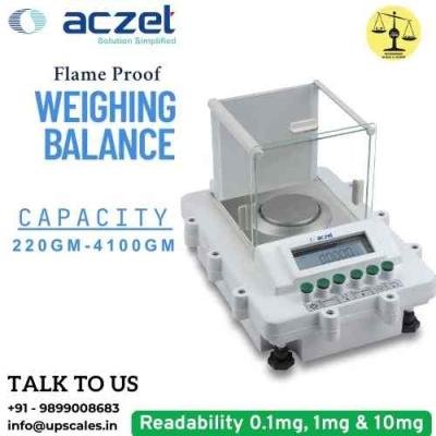 220gm/0.1mg Flame Proof Laboratory Weighing Balance | Aczet Flame Proof Laboratory Balance CY-FC Series Internal/External Calibration Capacity 220gm and Readability 0.1mg