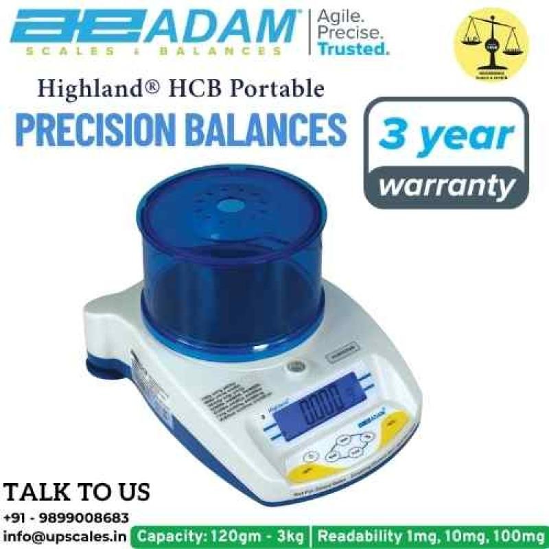 600gm/10mg Highland HCB Portable Precision Balances by Adam Equipment | Precision Balance Capacity 600gm and Readability 10mg (0.01gm)