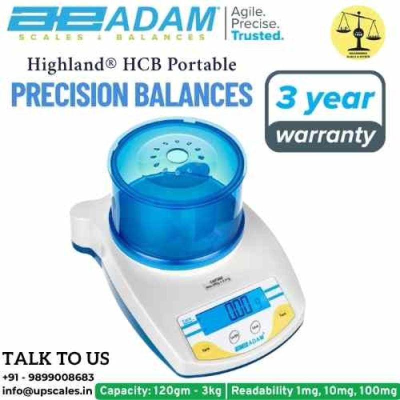 600gm/10mg Highland HCB Portable Precision Balances by Adam Equipment | Precision Balance Capacity 600gm and Readability 10mg (0.01gm)