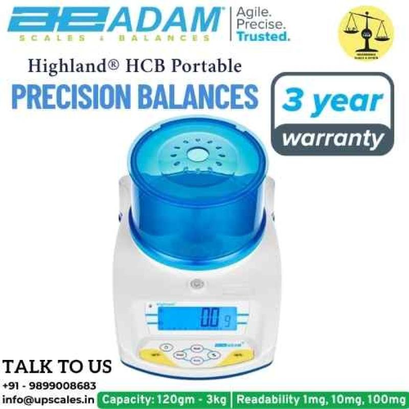 600gm/10mg Highland HCB Portable Precision Balances by Adam Equipment | Precision Balance Capacity 600gm and Readability 10mg (0.01gm)