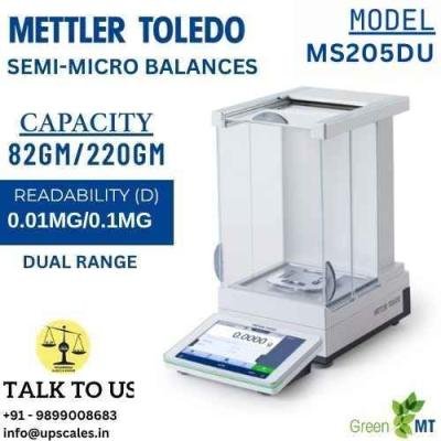 0.01mg/0.1mg Mettler Toledo Semi-Micro Balance MS205DU Dual Range | Laboratory Semi-Micro Balance Dual Range Capacity 82gm to 220gm and Readability 0.01mg to 0.1mg