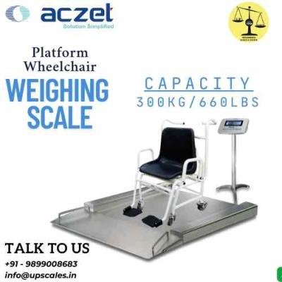 Aczet Platform Wheelchair Weighing Scale | Wheelchair Platform Scale Capacity 300kg/660lbs and Accuracy 100gm