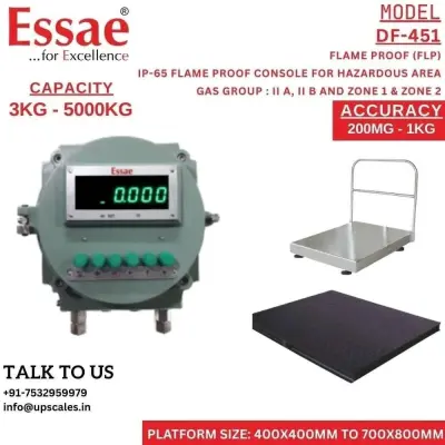 1000kg/200gm Essae DF-451 Flame Proof (FLP) Weighing Scale | IP-65 For Hazardous Area & Gas Group IIA, IIB, and Zone 1 & Zone 2 | Capacity 1000kg and 200gm Platform Size 1000x1200mm