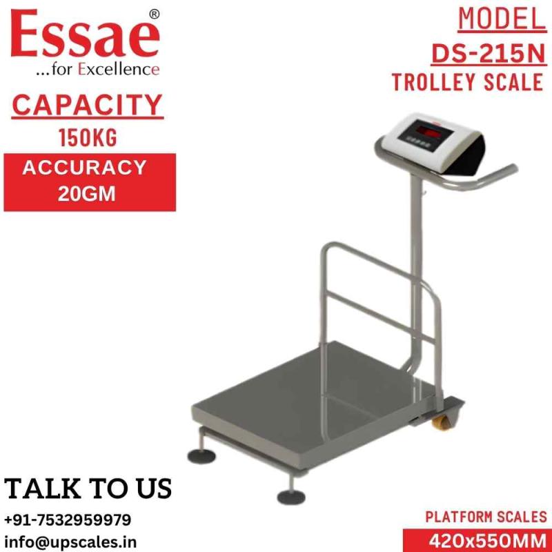 150kg/20gm Essae DS-215N Trolley Scale Capacity 150kg and Accuracy 20gm | Platform Size 420x550MM