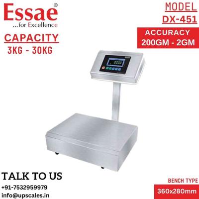 30kg/2gm Essae DX-451 Fully Stainless Steel Bench Type Electronic Weighing Scale | Capacity 30kg and Accuracy 2gm | Platform Size 360x280MM