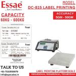 60kg/5gm Essae DC-815 Label Printing Scale Counting and Check Weighing Scale with an Integrated Barcode Label Printer | Capacity 60kg and Accuracy 5gm | Platform Size 450x550mm