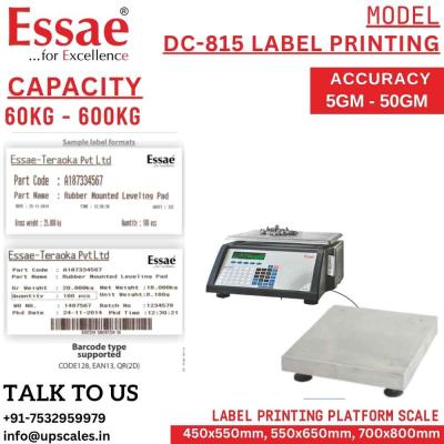 600kg/50gm Essae DC-815 Label Printing Scale Counting and Check Weighing Scale with an Integrated Barcode Label Printer | Capacity 600kg and Accuracy 50gm | Platform Size 700x800mm