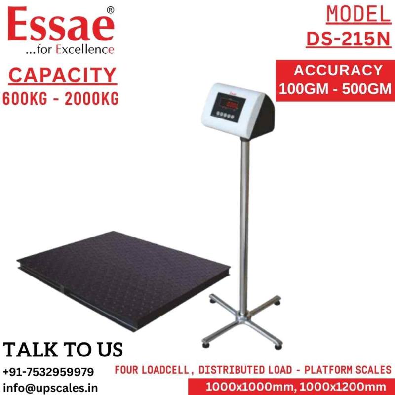 1000kg/200gm Essae Digital Platform Weighing Scale DS-215N | Essae Electronic Scale Capacity 1000kg and Accuracy 200gm | Platform Size 1000x1000MM | UP Scales