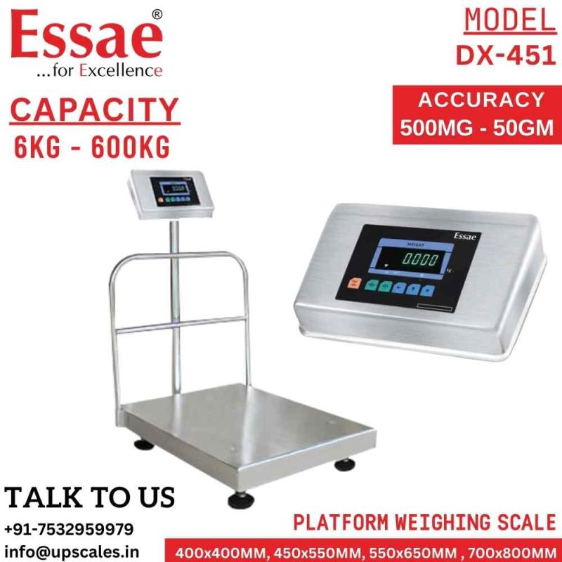 Essae DX-451 Platform Electronic Weighing Scale | Fully Stainless Steel Console and Concentrated Load Cell Capacity 300kg and Accuracy 50gm | Platform Size 700x800mm