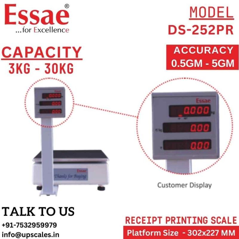 30kg/5gm Receipt Printing Weighing Scale DS-252PR | Retail Counters Printing Scale Capacity 30kg and Accuracy 5gm | UP Scales