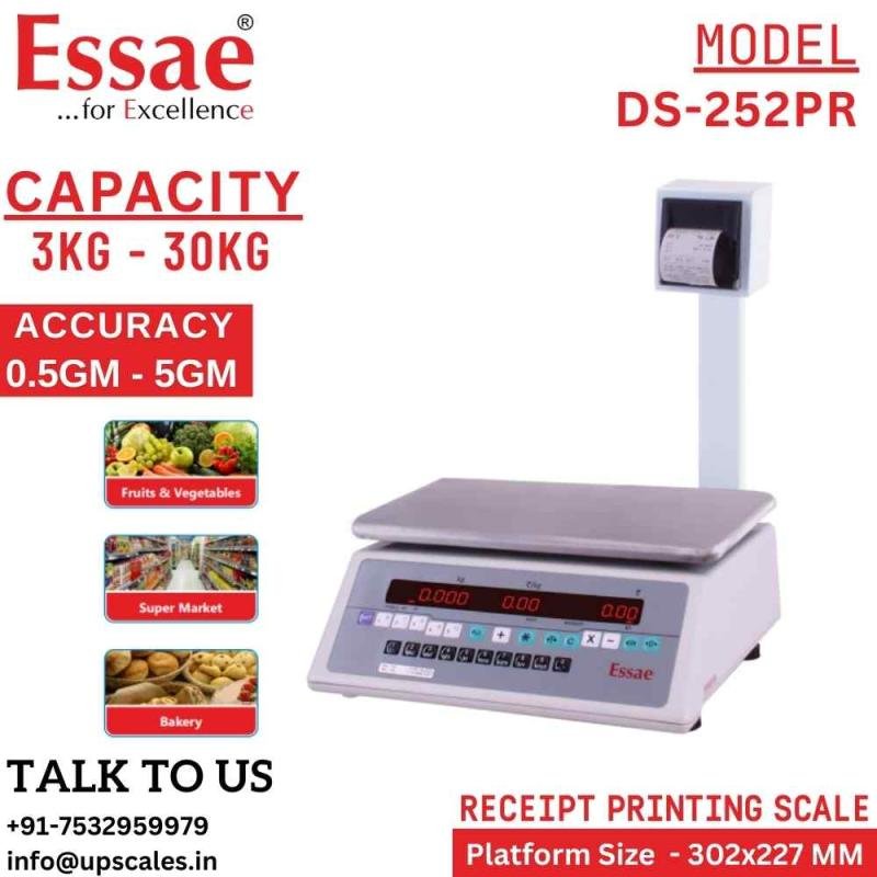 30kg/5gm Receipt Printing Weighing Scale DS-252PR | Retail Counters Printing Scale Capacity 30kg and Accuracy 5gm | UP Scales