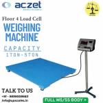 2Ton/500gm Aczet Floor Weighing Machine 4 Load Cell Platform Weighing Floor Scale | Platform Size 1200x1200mm (1.2x1.2M) Capacity 2Ton and Accuracy 500gm