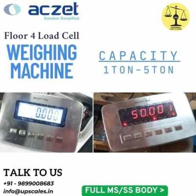 5Ton/2kg Aczet Floor Weighing Machine 4 Load Cell Platform Weighing Floor Scale | Platform Size 2000x2000mm (2x2M) Capacity 5Ton and Accuracy 2kg