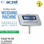 500kg/100gm Aczet Trolley Weighing Machine | Platform Size 600x600mm Capacity 500kg and Accuracy 100gm