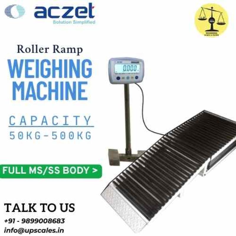 150kg/10gm Aczet Roller Ramp Weighing Machine | Platform Size 600x600mm Capacity 150kg and Accuracy 10gm