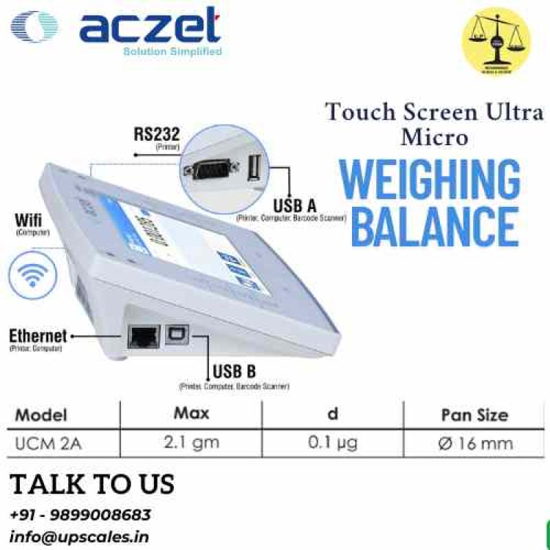 2.1gm/0.1µg Touch Screen Ultra Micro Weighing Balance | Aczet Ultra Micor Balance UCM-A Series Capacity 2.1gm and Accuracy 0.1µg