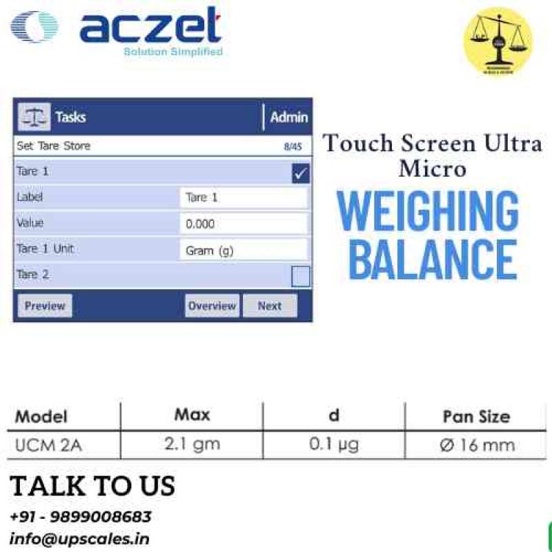 2.1gm/0.1µg Touch Screen Ultra Micro Weighing Balance | Aczet Ultra Micor Balance UCM-A Series Capacity 2.1gm and Accuracy 0.1µg