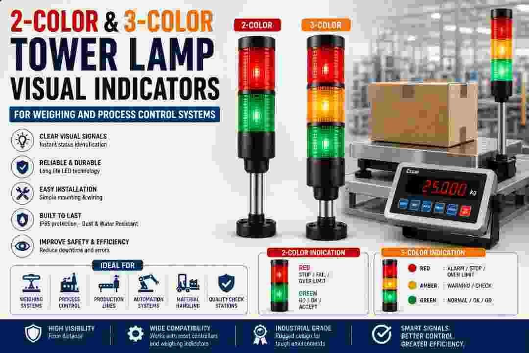 2‑Color & 3‑Color Tower Lamp Visual Indicators for Weighing and Process Control Systems