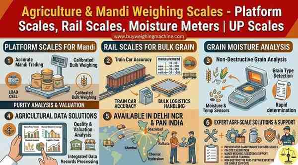 Agriculture & Mandi Weighing Scales: Platform Scales, Rail Scales, Moisture Meters | UP Scales Delhi NCR