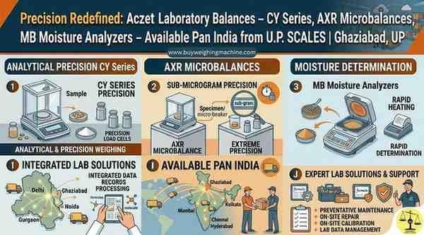 Precision Redefined: Aczet Laboratory Balances – CY Series, AXR Microbalances, MB Moisture Analyzers – Available Pan India from U.P. SCALES