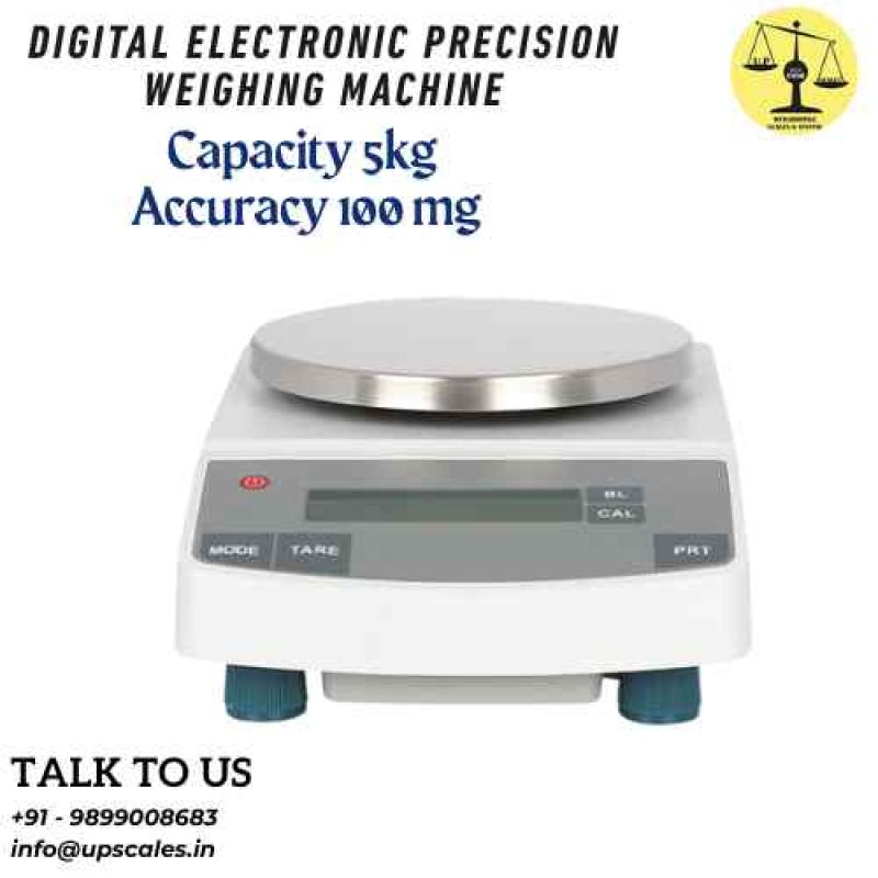 5kg/100mg Digital Electronic Precision Weighing Machine with Electromagnetic Induction Sensor | Capacity 5kg and Accuracy 100mg (0.1gm)