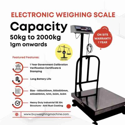 Platform Weighing Scale Capacity 500kg & Readability 50gm | With Government Calibration Certificate